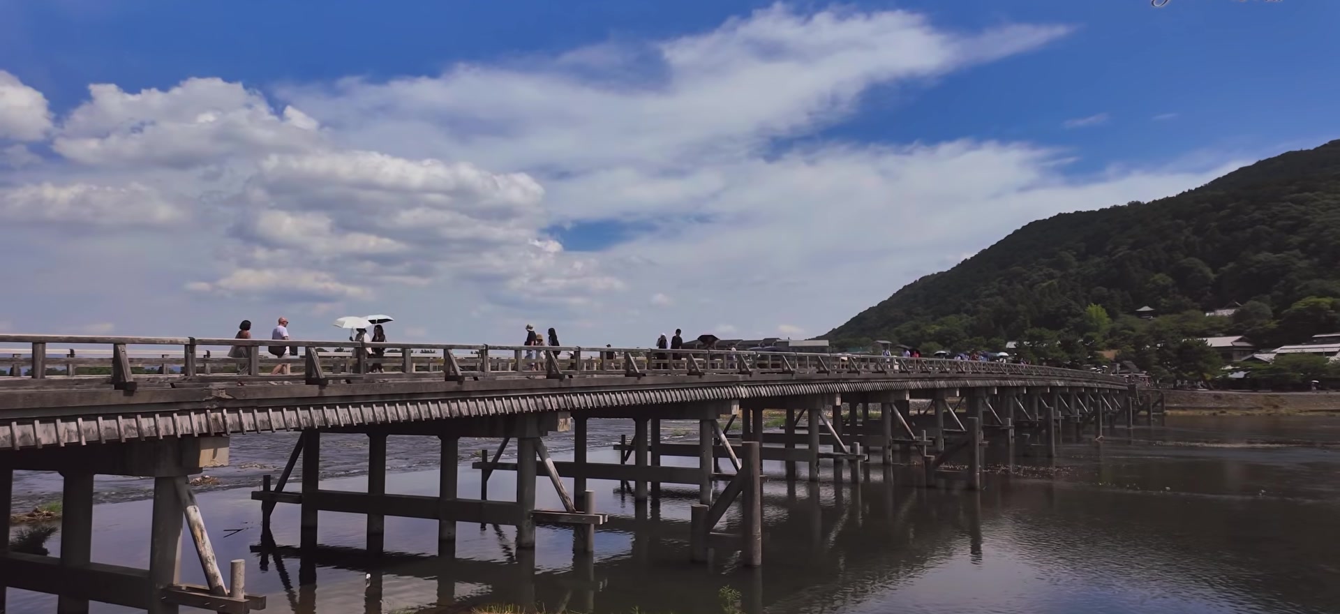 嵐山渡月橋與桂川、山景